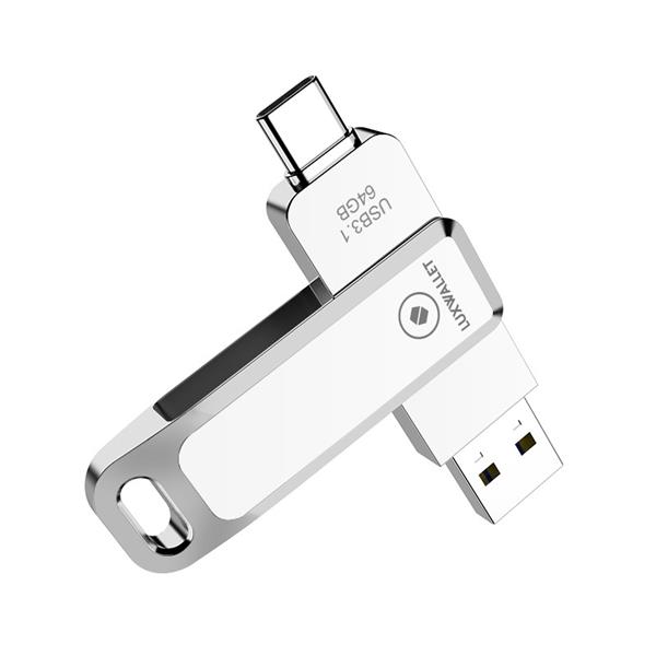 Grote foto luxwallet pd8 usb stick 64gb usb c type c 3.1 usb 3.0 flash drive otg 360 graden roteerbaar zi computers en software overige computers en software