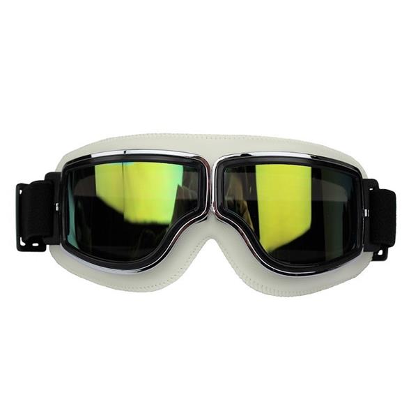 Grote foto crg zwart wit leren cruiser motorbril glaskleur blauw reflectie motoren kleding