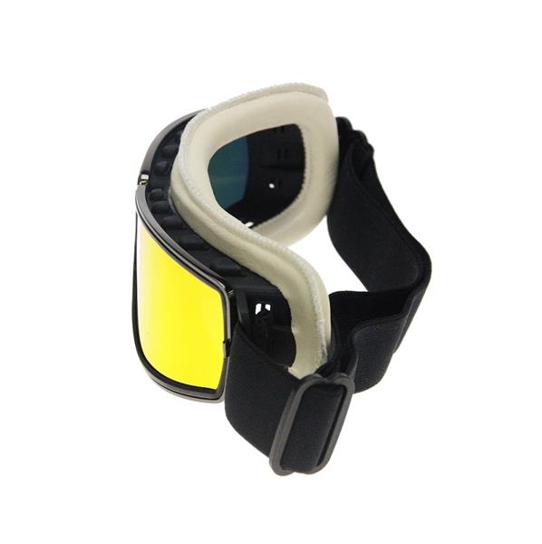 Grote foto crg zwart wit leren cruiser motorbril glaskleur blauw reflectie motoren kleding