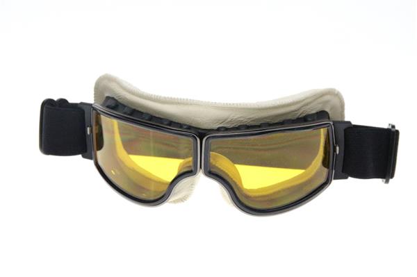 Grote foto crg zwart wit leren cruiser motorbril glaskleur blauw reflectie motoren kleding