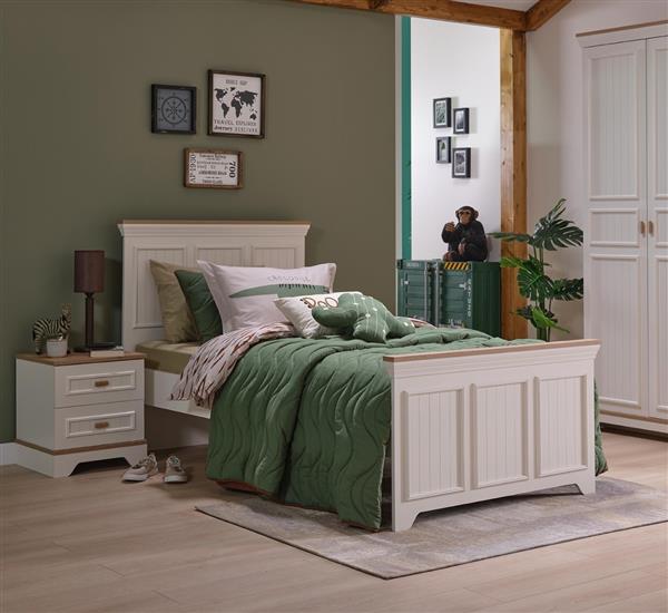 Grote foto monte 2 persoonsbed 140x200 wit beige almila antiek en kunst stoelen en banken
