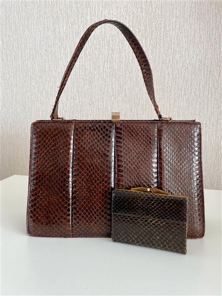 Grote foto vintage handtas van slangenleer sieraden tassen en uiterlijk damestassen