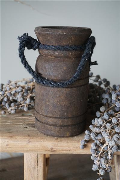 Grote foto nepalese houten pot mini h15 5 x d8 cm huis en inrichting complete badkamers