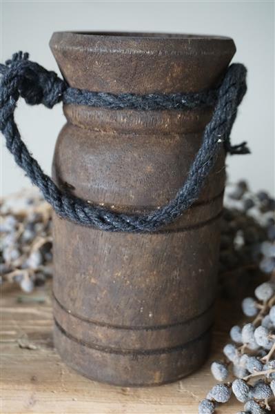 Grote foto nepalese houten pot mini h15 5 x d8 cm huis en inrichting complete badkamers
