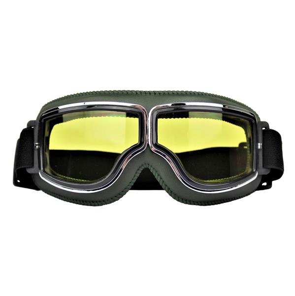 Grote foto crg groen leren cruiser motorbril glaskleur blauw reflectie motoren kleding