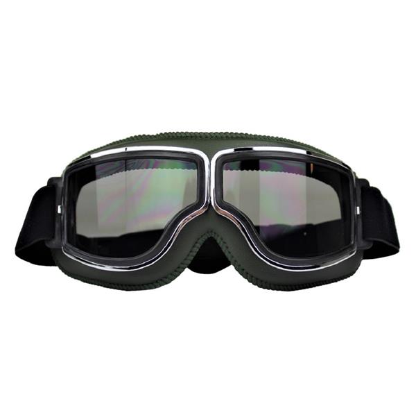 Grote foto crg groen leren cruiser motorbril glaskleur blauw reflectie motoren kleding