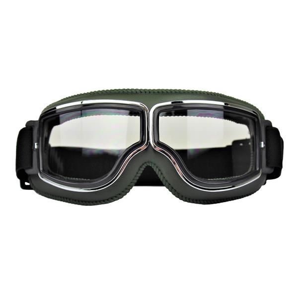 Grote foto crg groen leren cruiser motorbril glaskleur blauw reflectie motoren kleding