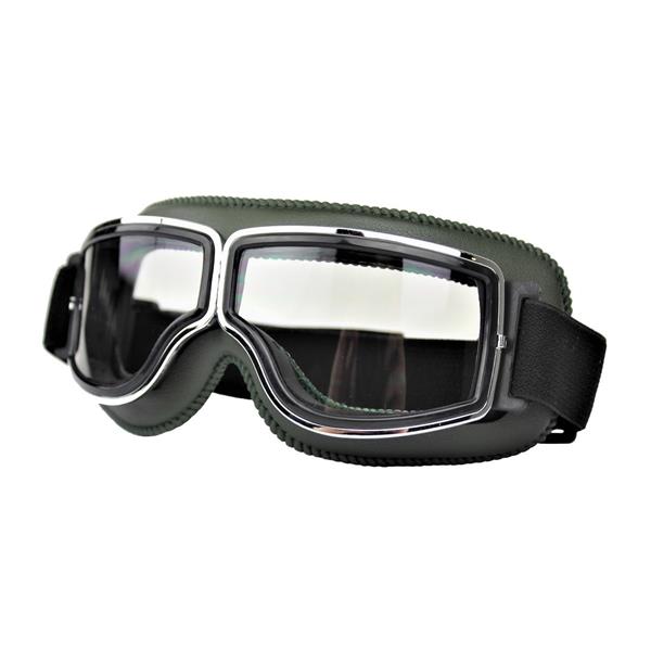 Grote foto crg groen leren cruiser motorbril glaskleur blauw reflectie motoren kleding