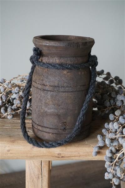 Grote foto nepalese houten pot mini h13 x d8 cm huis en inrichting complete badkamers