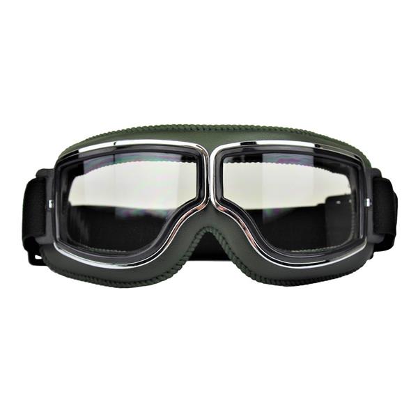Grote foto crg groen leren cruiser motorbril glaskleur blauw reflectie motoren kleding