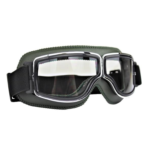 Grote foto crg groen leren cruiser motorbril glaskleur blauw reflectie motoren kleding