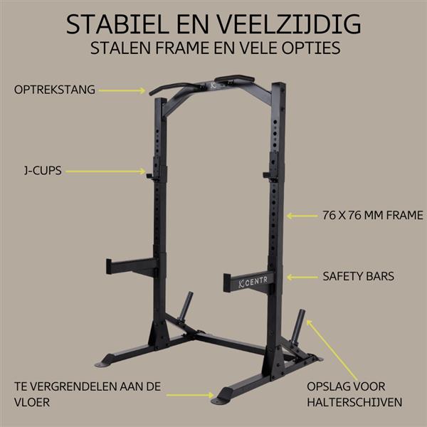 Grote foto centr half rack squat rack met pull up bar sport en fitness fitness