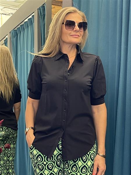 Grote foto travel blouse korte mouwen uni black 2270 kleding dames overige kledingstukken