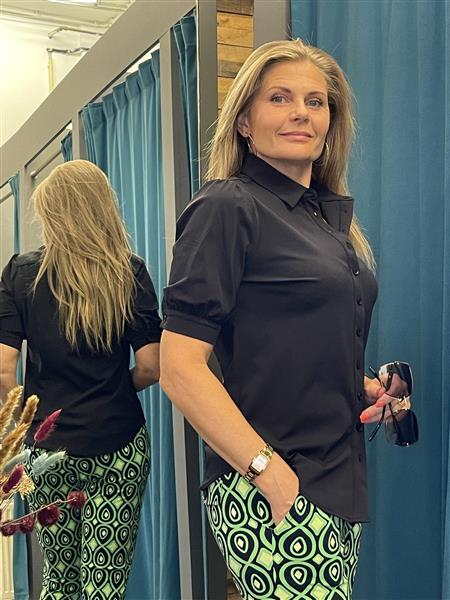 Grote foto travel blouse korte mouwen uni black 2270 kleding dames overige kledingstukken