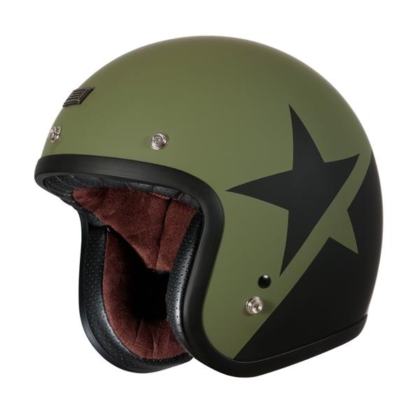 Grote foto origine primo star jethelm mat zwart groen motoren kleding