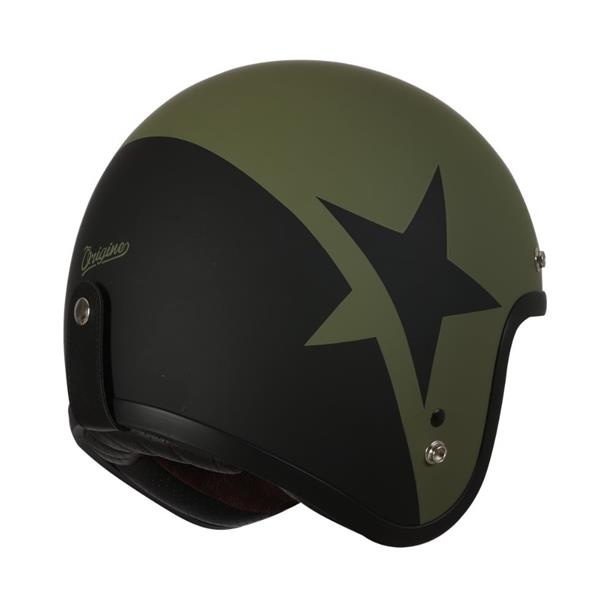Grote foto origine primo star jethelm mat zwart groen motoren kleding
