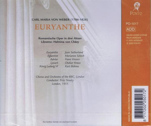 Grote foto ponto carl maria von weber euryanthe 2cd muziek en instrumenten cds minidisks cassettes