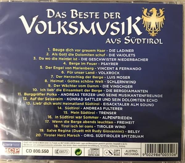 Grote foto mcp divers das beste der volksmusik aus s dtirol cd muziek en instrumenten cds minidisks cassettes