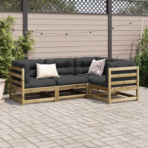 Grote foto vidaxl 4 delige loungeset met kussens ge mpregneerd grenenhout tuin en terras tuinmeubelen