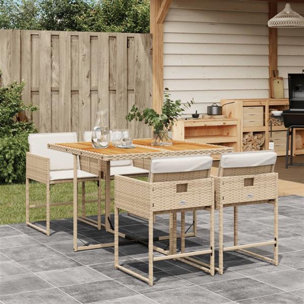 Grote foto vidaxl 5 delige tuinset met kussens poly rattan beige tuin en terras tuinmeubelen