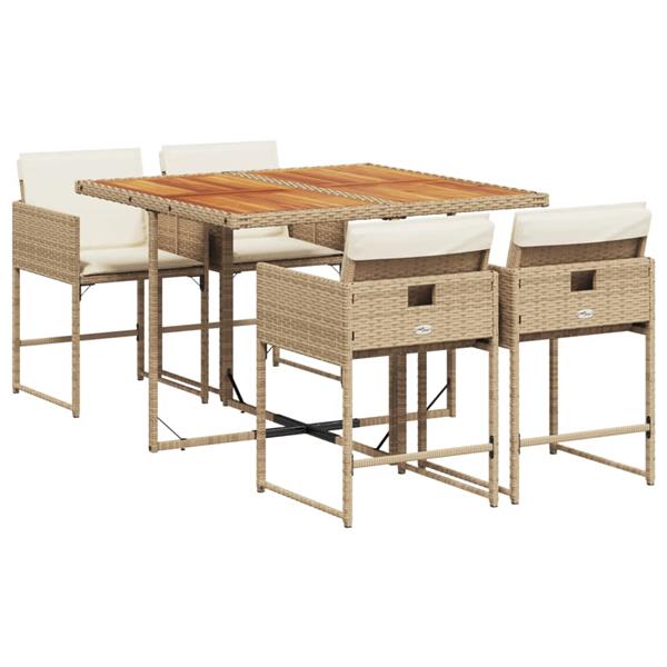 Grote foto vidaxl 5 delige tuinset met kussens poly rattan beige tuin en terras tuinmeubelen