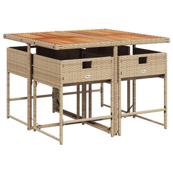 Grote foto vidaxl 5 delige tuinset met kussens poly rattan beige tuin en terras tuinmeubelen