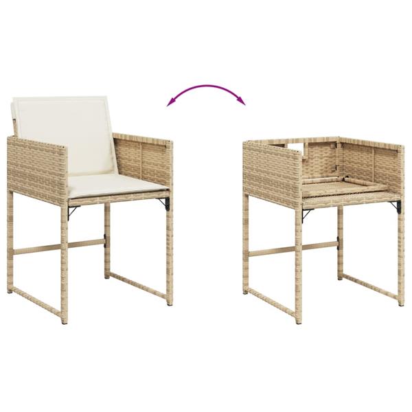 Grote foto vidaxl 5 delige tuinset met kussens poly rattan beige tuin en terras tuinmeubelen
