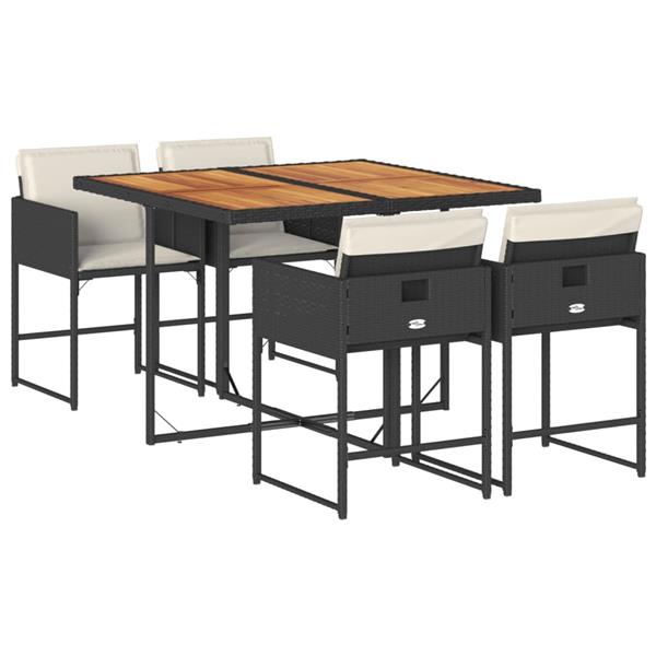 Grote foto vidaxl 5 delige tuinset met kussens poly rattan zwart tuin en terras tuinmeubelen