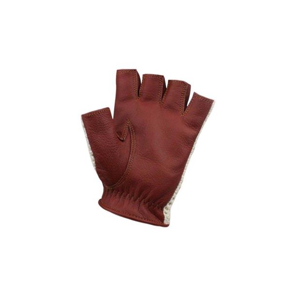 Grote foto swift vintage vingerloze crochet leren handschoenen nappa bruin motoren kleding