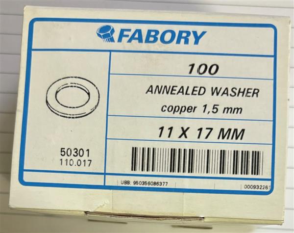 Grote foto fabory fabory afdichtring din7603a koper 11x17mm doe het zelf en verbouw gereedschappen en machines