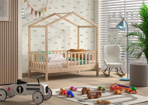 Grote foto dallas peuterbed huisbed 70x140 naturel vipack antiek en kunst stoelen en banken