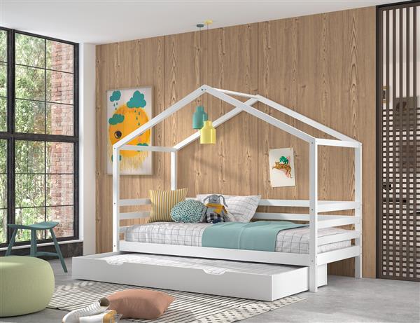 Grote foto dallas 4 huisbed 90x200 wit vipack antiek en kunst stoelen en banken
