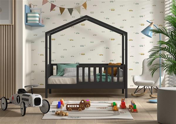 Grote foto dallas peuterbed huisbed 70x140 antraciet vipack antiek en kunst stoelen en banken