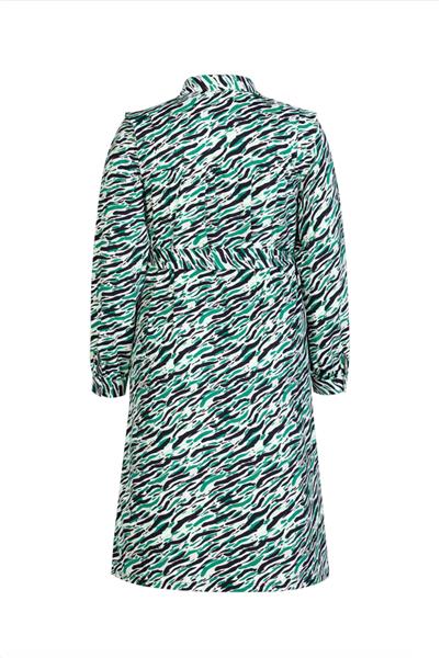 Grote foto gabriela jurk 24vqe02 zwart bladgroen kleding dames jurken en rokken