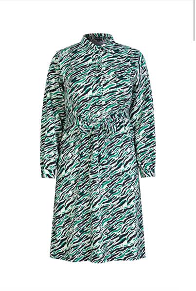Grote foto gabriela jurk 24vqe02 zwart bladgroen kleding dames jurken en rokken