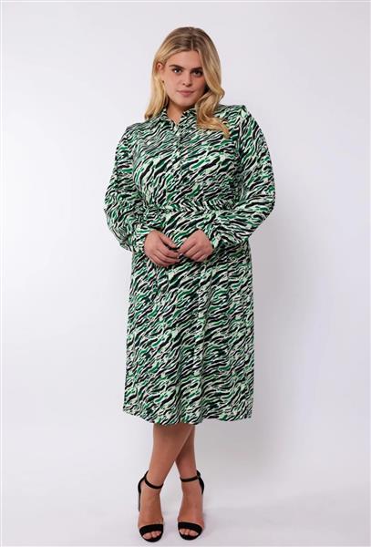 Grote foto gabriela jurk 24vqe02 zwart bladgroen kleding dames jurken en rokken