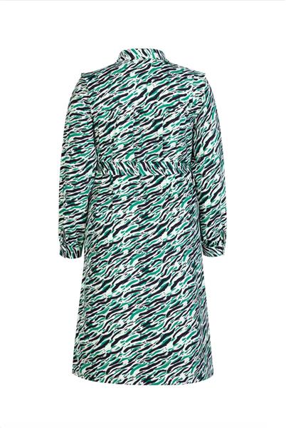 Grote foto gabriela jurk 24vqe02 zwart bladgroen kleding dames jurken en rokken