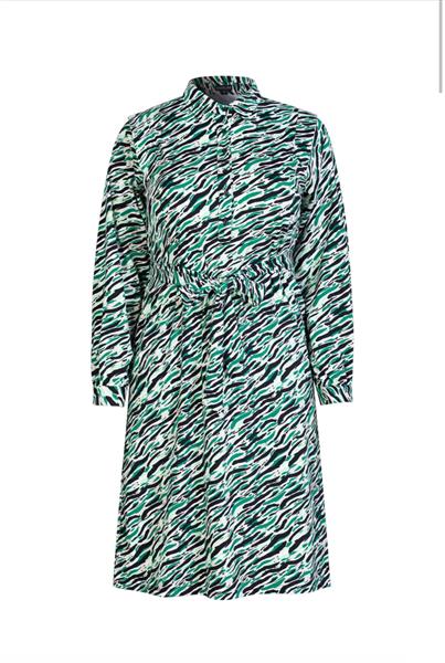 Grote foto gabriela jurk 24vqe02 zwart bladgroen kleding dames jurken en rokken