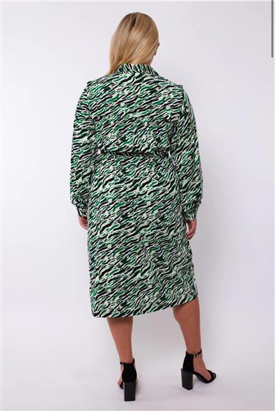 Grote foto gabriela jurk 24vqe02 zwart bladgroen kleding dames jurken en rokken