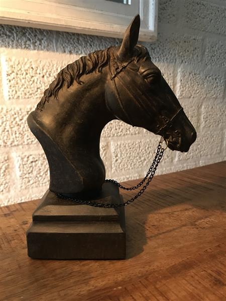 Grote foto beeld paardenhoofd met teugels polystone tuin en terras tuindecoratie