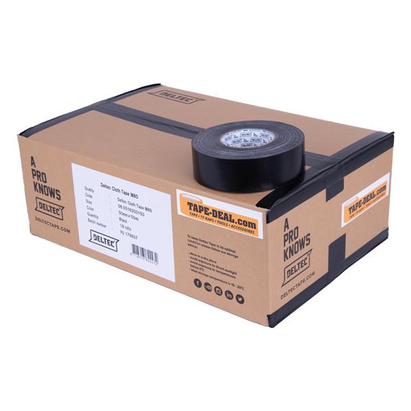 Grote foto deltec duct tape m80 50mm x 50m zwart doos 18 rollen doe het zelf en verbouw materialen en producten
