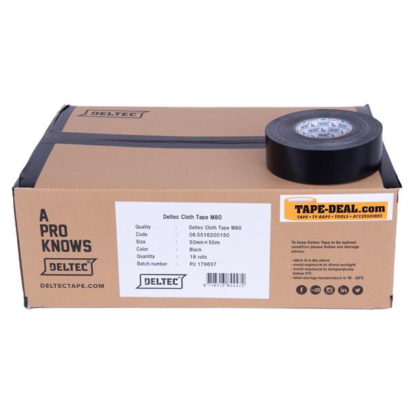 Grote foto deltec duct tape m80 50mm x 50m zwart doos 18 rollen doe het zelf en verbouw materialen en producten