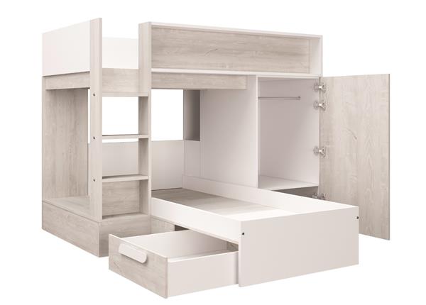 Grote foto fano hoekstapelbed met kast en lade 90x200 wit witgrenen trasman huis en inrichting bedden