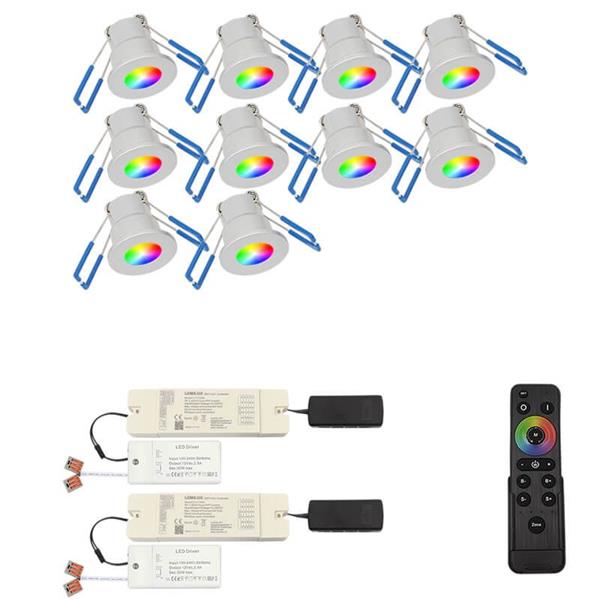 Grote foto monno led inbouwspot rgb set van 10 huis en inrichting overige