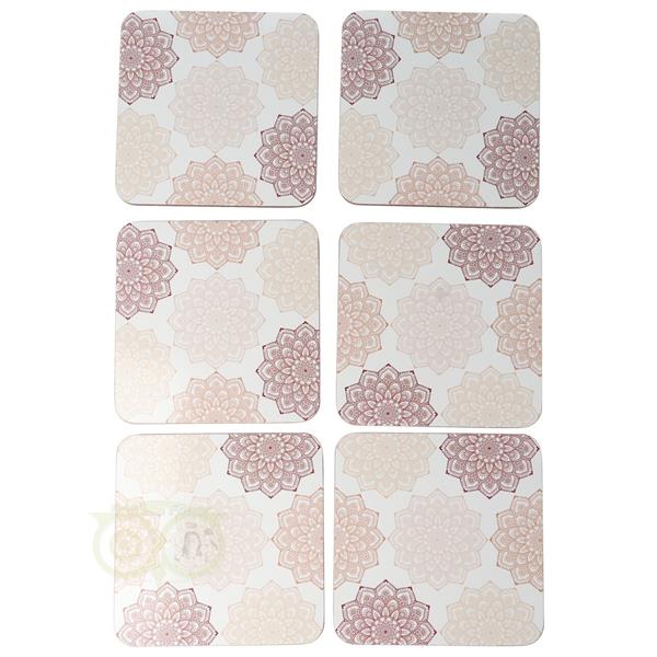 Grote foto mandala onderzetters bruin roze set van 6 huis en inrichting woningdecoratie