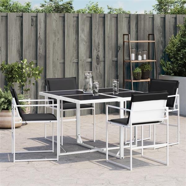 Grote foto vidaxl tuinstoelen 4 st met kussens staal en textileen wit tuin en terras tuinmeubelen