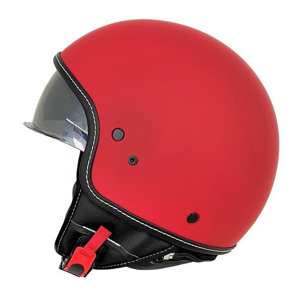 Grote foto motocubo beetle jethelm met vizier mat rood motoren kleding