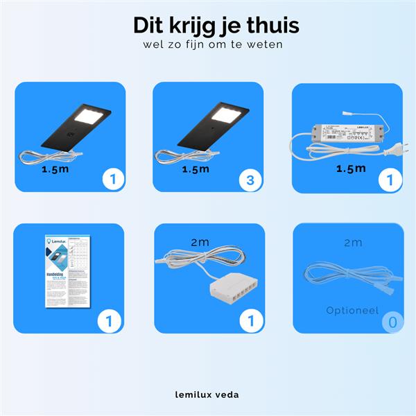 Grote foto keukenkast verlichting veda zwart set 4 stuks huis en inrichting overige