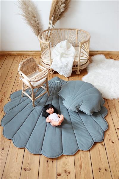 Grote foto velvet shell mat grey mint velvet shell mat grey mint kinderen en baby complete kinderkamers