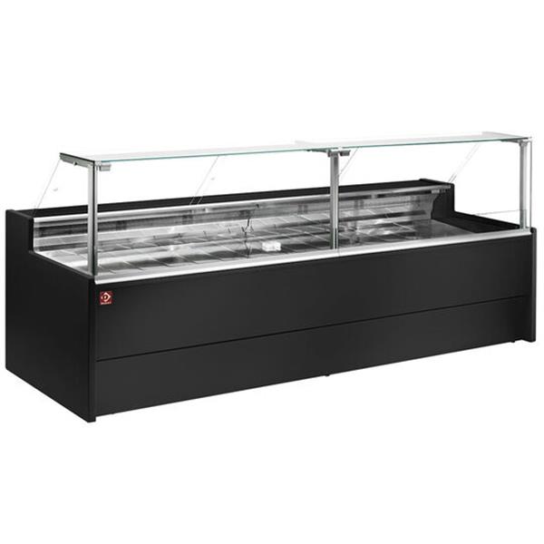 Grote foto geventileerde gekoelde vitrinetoonbank met recht frontglas 90 amp 176 met reserve zwart diamo diversen overige diversen